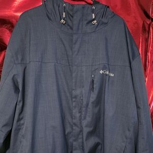Columbia OmniTech 2pc Men's 3X Blue/Gray Interchange Jacket Coat Hood Waterproof